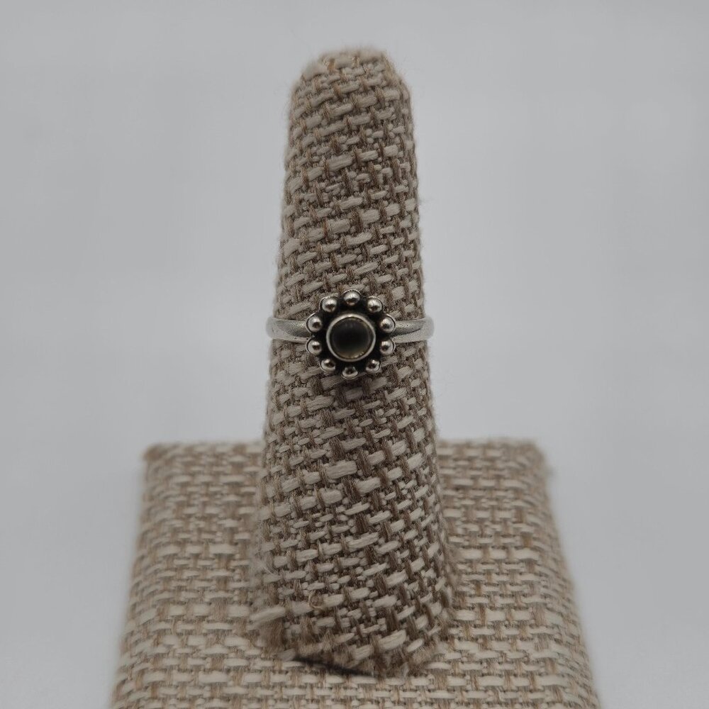 Size 6.5 Sterling Silver Rustic Style Quartz Stone Ring A2613
